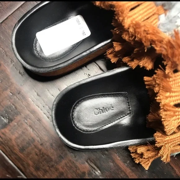 Chloe Kerenn Woven Leather Fringe Sandal Slide - Picture 5 of 11